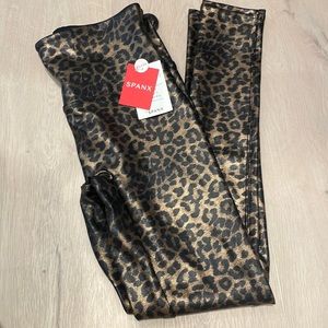 Spanx leopard faux leather leggings
